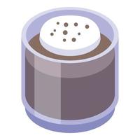 icono de vaso de leche con chocolate, estilo isométrico vector