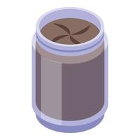 Chocolate paste jar icon, isometric style vector