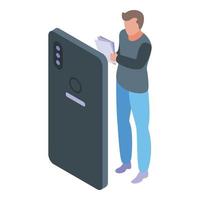 Smartphone learning class icon, isometric style vector