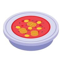 Chestnut tomato soup icon, isometric style vector