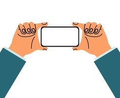 smartphone  with hand holding vector