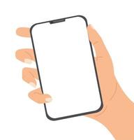 Hand holing white smartphone concept vector