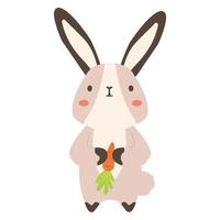 Adorable bunny eating a carrot vector