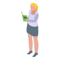 Woman online job search icon, isometric style vector