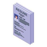 Resume job paper icon, isometric style vector