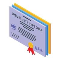 icono de diploma universitario, estilo isométrico vector