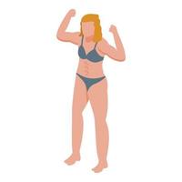 Woman bodybuilding icon, isometric style vector