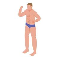 Boy bodybuilding icon, isometric style vector