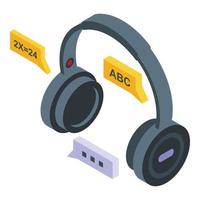 icono de auriculares de entrenamiento en línea, estilo isométrico vector