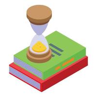 Hourglass assignment icon, isometric style vector