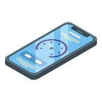 Smartphone internet speed icon, isometric style vector