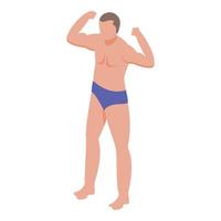 Young boy bodybuilding icon, isometric style vector