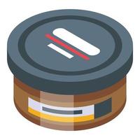 Bodybuilding cream jar icon, isometric style vector