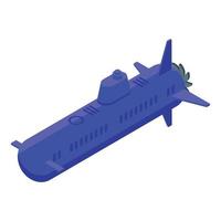 icono submarino azul acuático, estilo isométrico vector