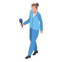 Woman reportage icon, isometric style vector