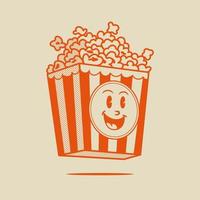 Popcorn Character, Retro Mascot Character vector