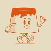 Custard Pudding Character, Retro Mascot Character vector