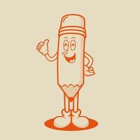 Pencil Retro Mascot Character vector