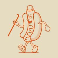 Hotdog Character, Retro Mascot Character vector