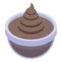 Chocolate paste bowl icon, isometric style vector