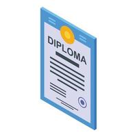 Diploma assignment icon, isometric style vector