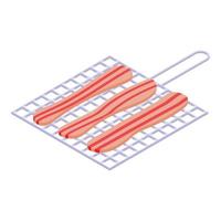 Grilled bacon icon, isometric style vector