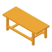 Wooden table icon, isometric style vector