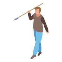 Spear throw effort icon, isometric style vector