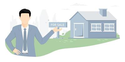 Businessman design, Broker housing for sale investment, Digital marketing illustration. vector