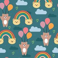seamless pattern cartoon cat. cute animal wallpaper for gift wrap paper vector