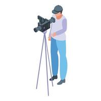 Reportage video cameraman icon, isometric style vector