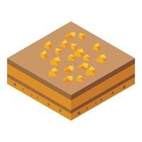 Chocolate paste nut cake icon, isometric style vector