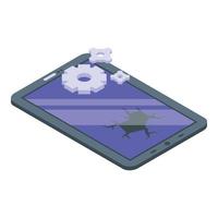 Broken tablet icon, isometric style vector