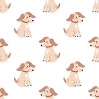 Cute funny dog. Vector seamless pattern on white background