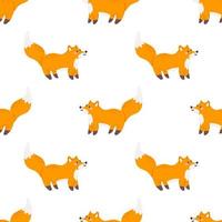 Cute fox. Vector seamless pattern on white background