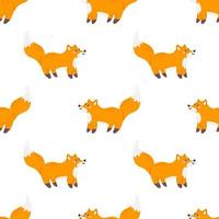 Cute fox. Vector seamless pattern on white background