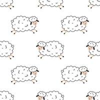 Funny sheep. Vector seamless pattern on white background