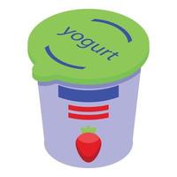 icono de comida de yogur saludable, estilo isométrico vector