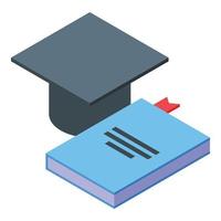 Mentor book hat icon, isometric style vector