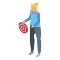 Successful business woman target icon, isometric style vector
