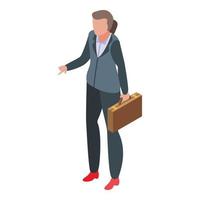 Successful business woman elegant icon, isometric style vector