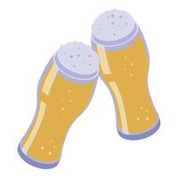 Beer party cheers icon, isometric style vector