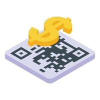 Qr code mobile payment icon, isometric style vector