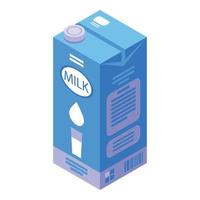 icono de comida de paquete de leche saludable, estilo isométrico vector