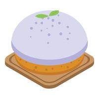 Breakfast apple pie icon, isometric style vector