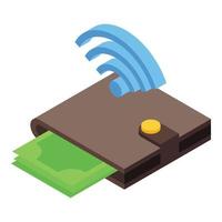 Web wallet mobile payment icon, isometric style vector