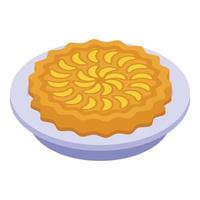 Cooked apple pie icon, isometric style vector
