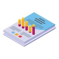 Report chart paper icon, isometric style vector