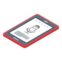 Record ebook voice icon, isometric style vector