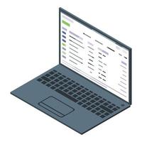 Online marketing laptop icon, isometric style vector